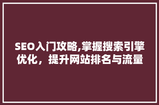 SEO入门攻略,掌握搜索引擎优化，提升网站排名与流量