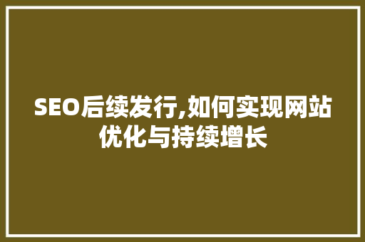 SEO后续发行,如何实现网站优化与持续增长  第1张