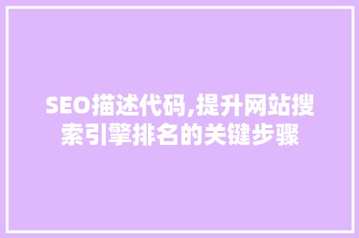 SEO描述代码,提升网站搜索引擎排名的关键步骤