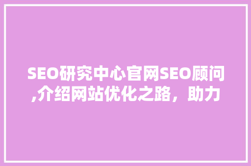 SEO研究中心官网SEO顾问,介绍网站优化之路，助力企业腾飞