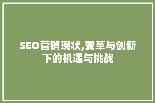 SEO营销现状,变革与创新下的机遇与挑战  第1张