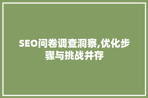 SEO问卷调查洞察,优化步骤与挑战并存
