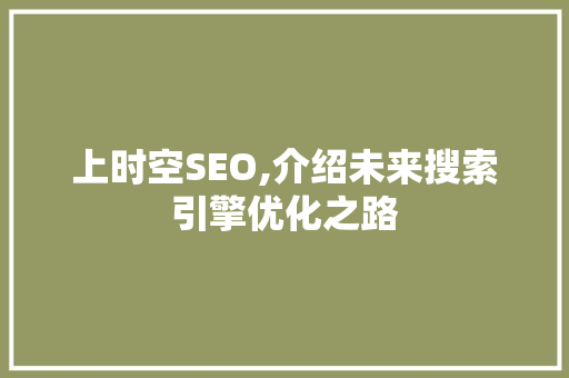 上时空SEO,介绍未来搜索引擎优化之路