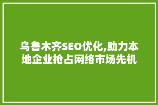 乌鲁木齐SEO优化,助力本地企业抢占网络市场先机  第1张
