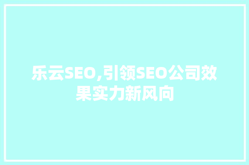 乐云SEO,引领SEO公司效果实力新风向