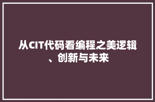从CIT代码看编程之美逻辑、创新与未来