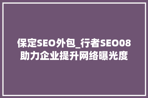 保定SEO外包_行者SEO08助力企业提升网络曝光度  第1张