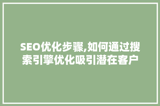 SEO优化步骤,如何通过搜索引擎优化吸引潜在客户