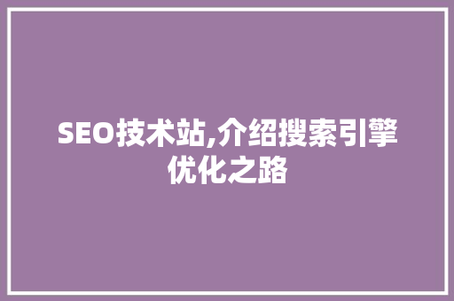 SEO技术站,介绍搜索引擎优化之路