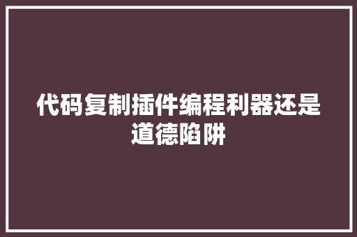 代码复制插件编程利器还是道德陷阱