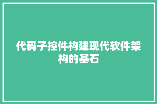 代码子控件构建现代软件架构的基石