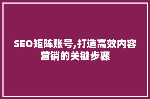 SEO矩阵账号,打造高效内容营销的关键步骤