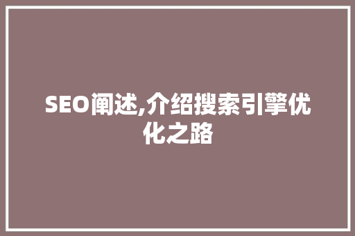 SEO阐述,介绍搜索引擎优化之路