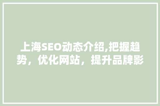 上海SEO动态介绍,把握趋势，优化网站，提升品牌影响力