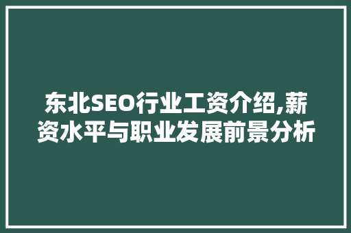 东北SEO行业工资介绍,薪资水平与职业发展前景分析