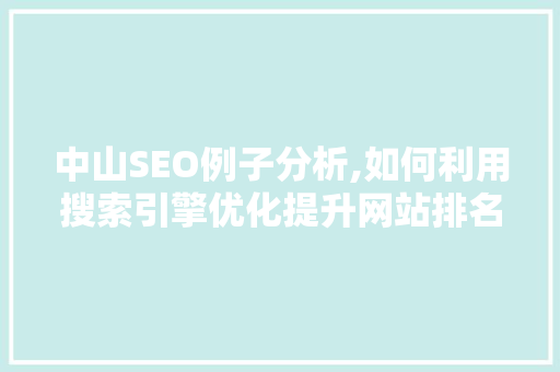 中山SEO例子分析,如何利用搜索引擎优化提升网站排名