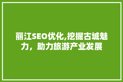 丽江SEO优化,挖掘古城魅力，助力旅游产业发展