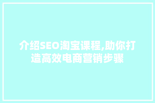 介绍SEO淘宝课程,助你打造高效电商营销步骤