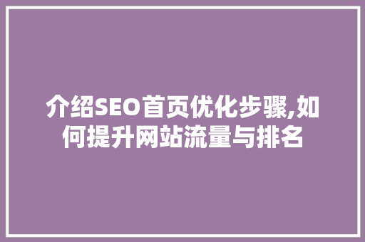 介绍SEO首页优化步骤,如何提升网站流量与排名