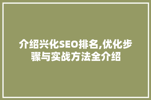 介绍兴化SEO排名,优化步骤与实战方法全介绍  第1张