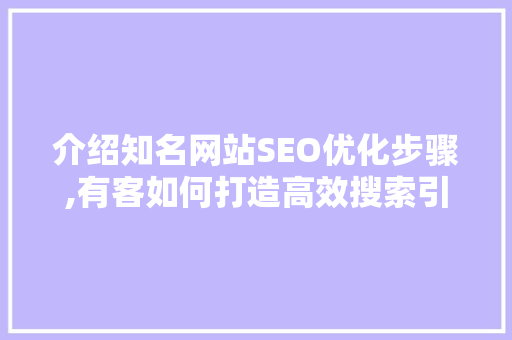 介绍知名网站SEO优化步骤,有客如何打造高效搜索引擎排名