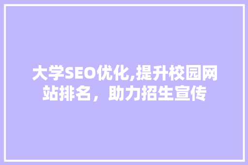 大学SEO优化,提升校园网站排名，助力招生宣传