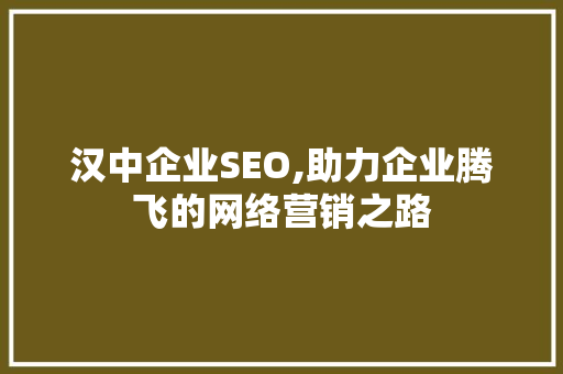 汉中企业SEO,助力企业腾飞的网络营销之路