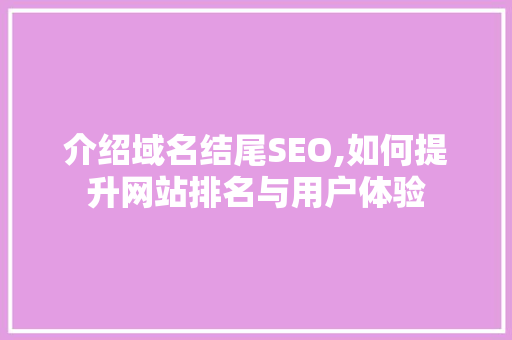 介绍域名结尾SEO,如何提升网站排名与用户体验  第1张