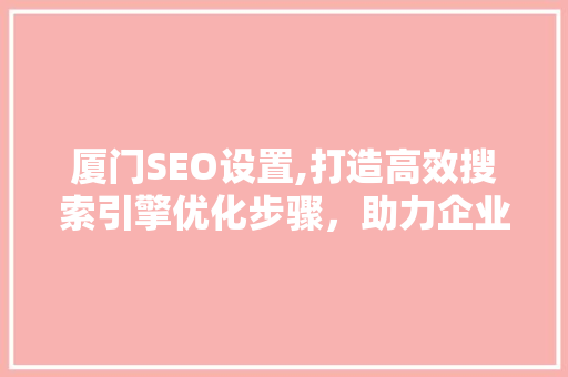厦门SEO设置,打造高效搜索引擎优化步骤，助力企业腾飞