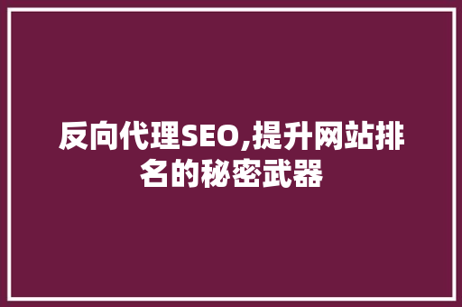反向代理SEO,提升网站排名的秘密武器