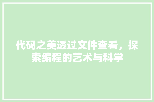 代码之美透过文件查看，探索编程的艺术与科学