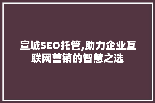 宣城SEO托管,助力企业互联网营销的智慧之选