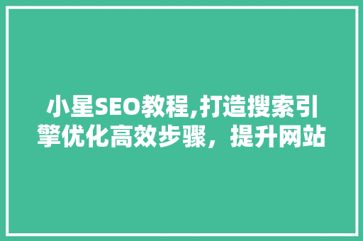 小星SEO教程,打造搜索引擎优化高效步骤，提升网站流量与品牌知名度