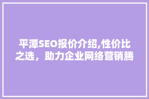 平潭SEO报价介绍,性价比之选，助力企业网络营销腾飞