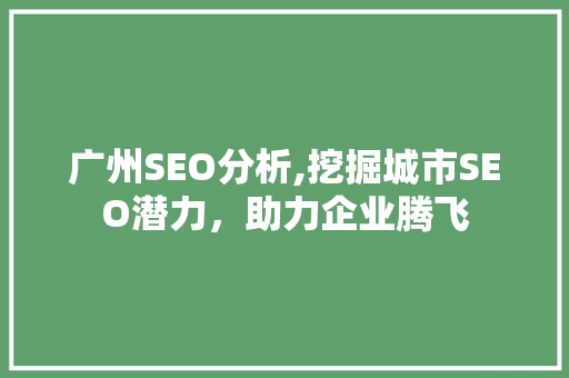 广州SEO分析,挖掘城市SEO潜力，助力企业腾飞