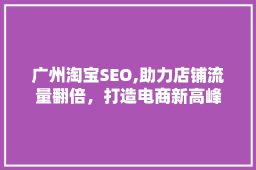 广州淘宝SEO,助力店铺流量翻倍，打造电商新高峰