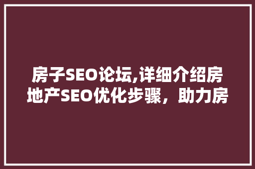 房子SEO论坛,详细介绍房地产SEO优化步骤，助力房产企业提升在线竞争力  第1张