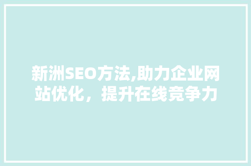 新洲SEO方法,助力企业网站优化，提升在线竞争力