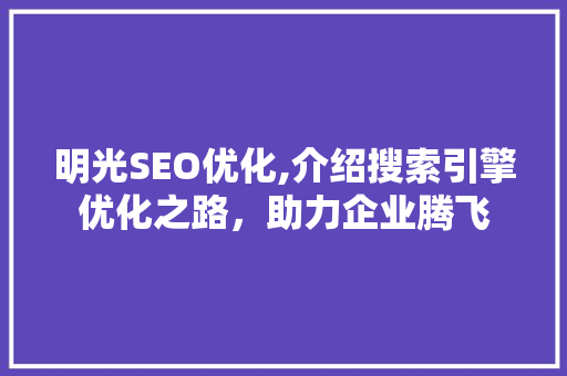 明光SEO优化,介绍搜索引擎优化之路，助力企业腾飞