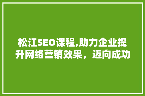 松江SEO课程,助力企业提升网络营销效果，迈向成功之路