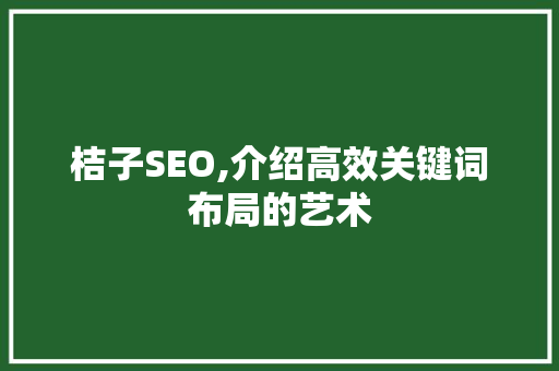 桔子SEO,介绍高效关键词布局的艺术
