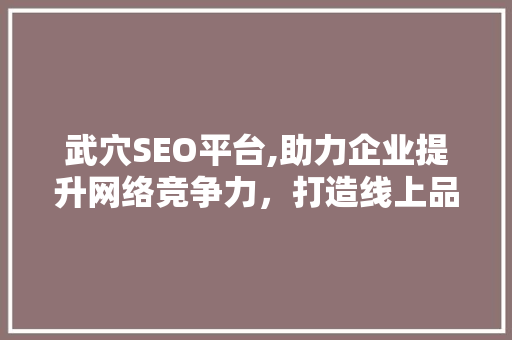 武穴SEO平台,助力企业提升网络竞争力，打造线上品牌新格局