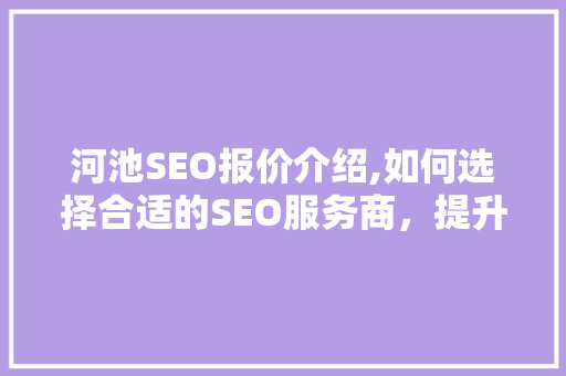 河池SEO报价介绍,如何选择合适的SEO服务商，提升网站排名