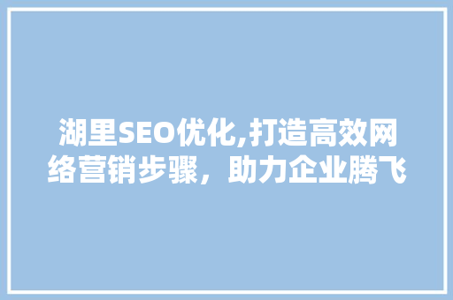 湖里SEO优化,打造高效网络营销步骤，助力企业腾飞