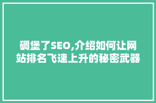 碉堡了SEO,介绍如何让网站排名飞速上升的秘密武器