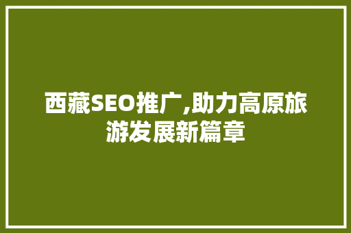 西藏SEO推广,助力高原旅游发展新篇章