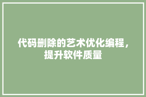 代码删除的艺术优化编程，提升软件质量
