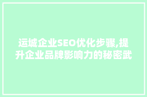 运城企业SEO优化步骤,提升企业品牌影响力的秘密武器