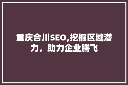 重庆合川SEO,挖掘区域潜力，助力企业腾飞