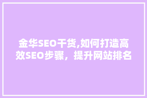 金华SEO干货,如何打造高效SEO步骤，提升网站排名  第1张